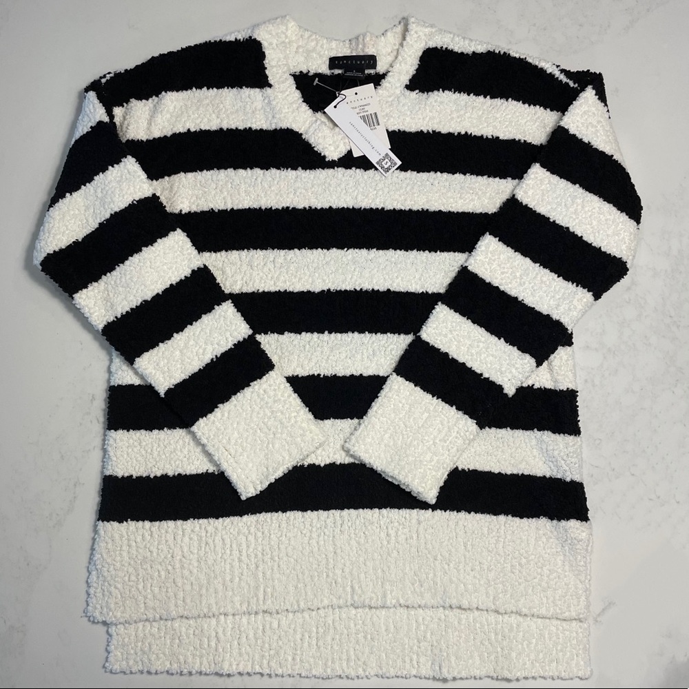 NWT Sanctuary sweater black and cream stripes size Small